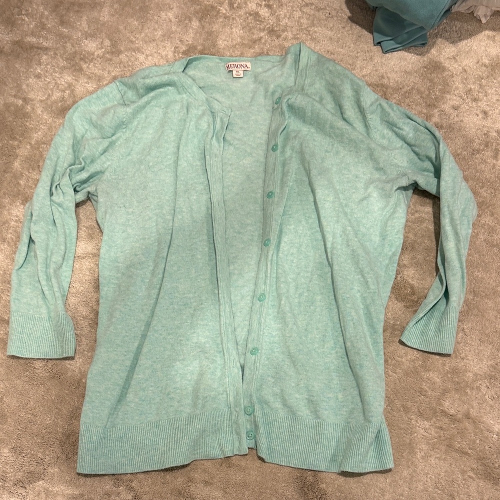 Light sea foam green merona size XL Cardigan Sweater